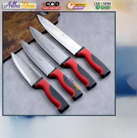Pisau dapur stainless steel gagang lapisan karet